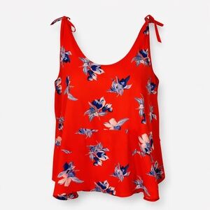 Ava Viv Red Floral Sleeveless Chiffon Tiered Blouse Plus Size 1X